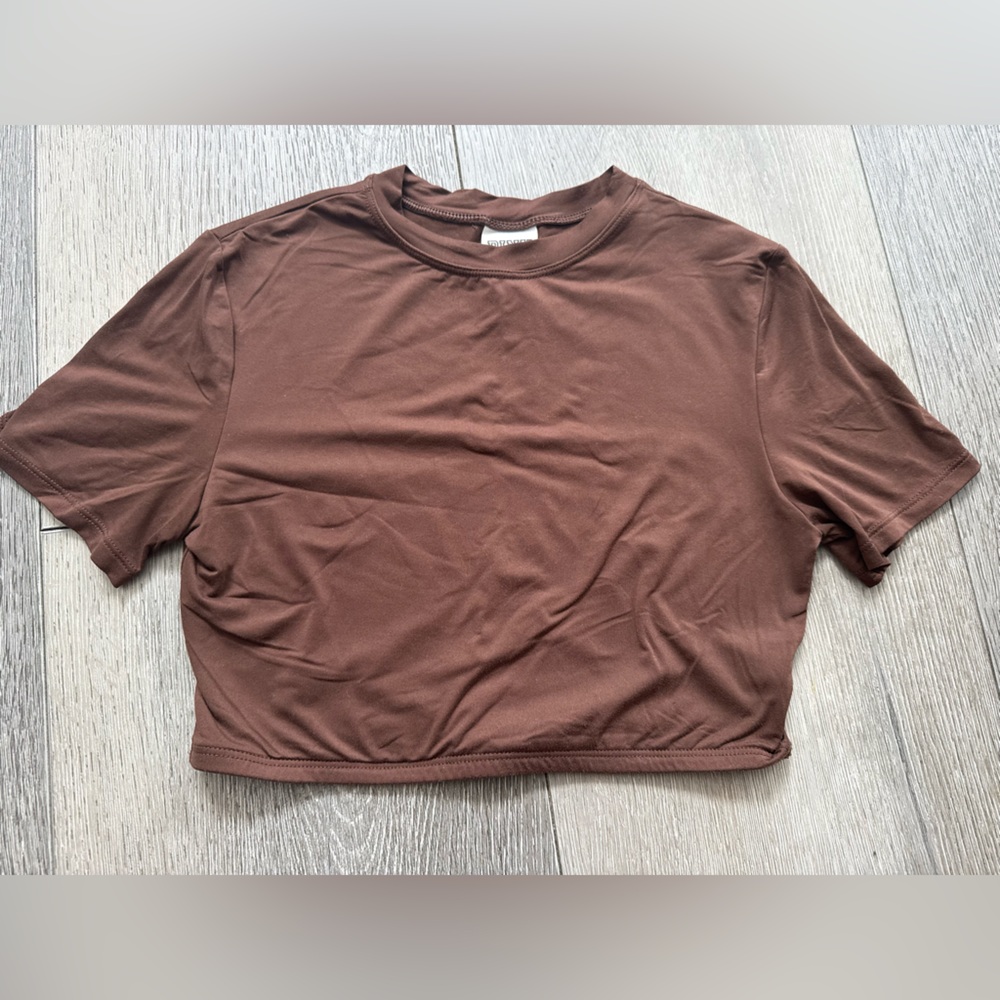 Victoria's Secret “PINK” Brown Fitted Crop T-Shirt